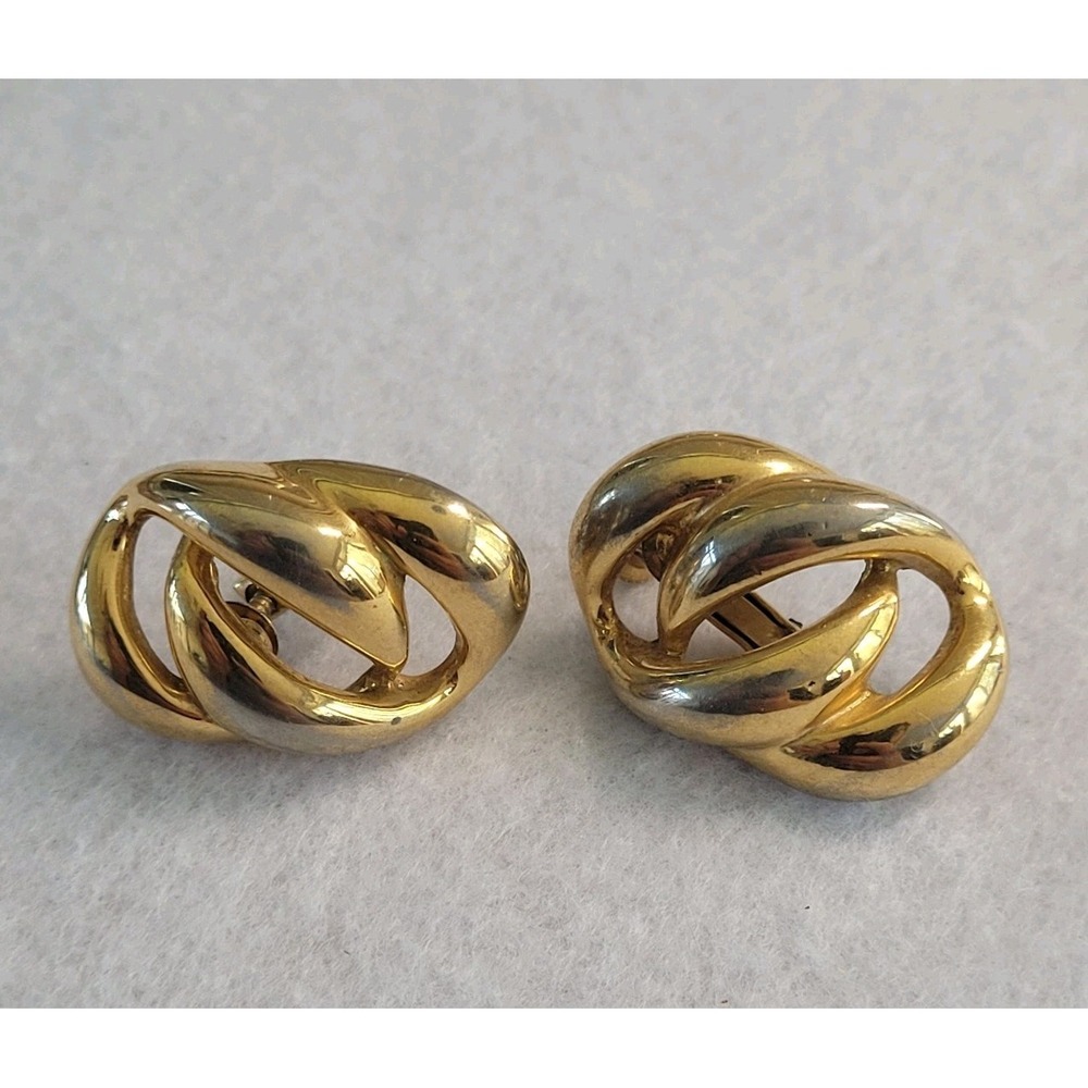 Napier Vintage Gold Tone Screw Back Earrings Modernist Statement